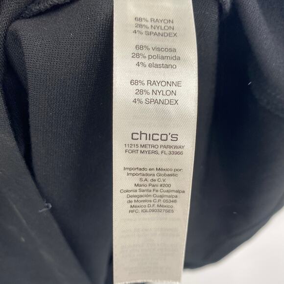 Chicos Dress Black Dress Lace Up Front Zip Up Back Midi Short Sleeve Womens 6 - Picture 9 of 10
